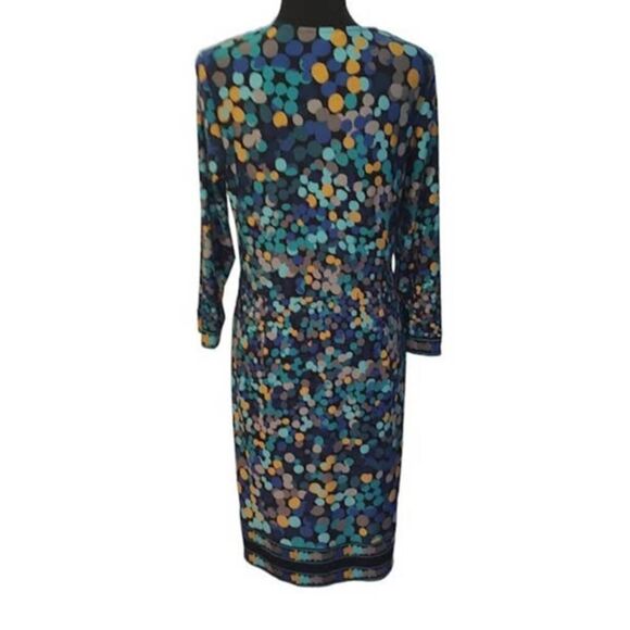 BCBGMaxazria Blue Yellow Polka Dot Dress Large - Picture 3 of 7